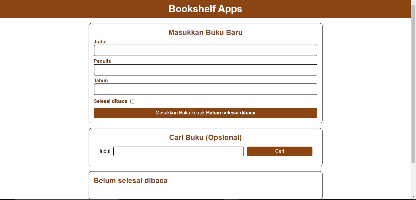 Project JavaScript Dasar - Bookshelf Apps